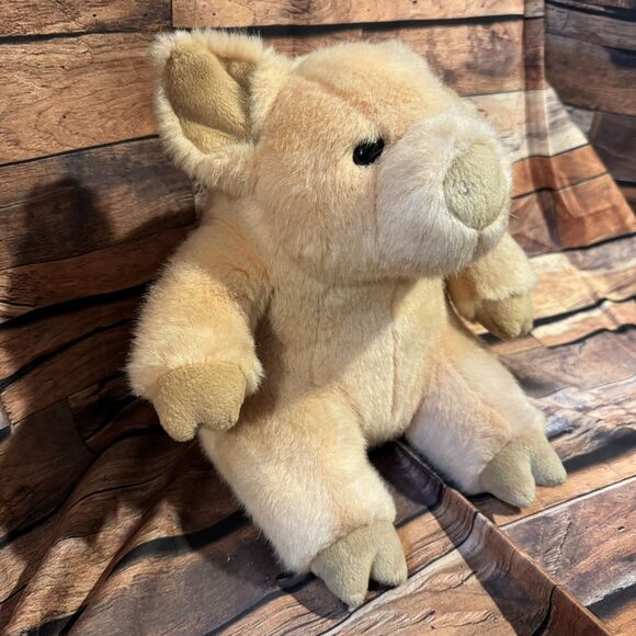 Manhattan Toy Co Vintage 1990s Tan Beige Plush Pig Piglet Stuffed Animal 1999 - Picture 2 of 8